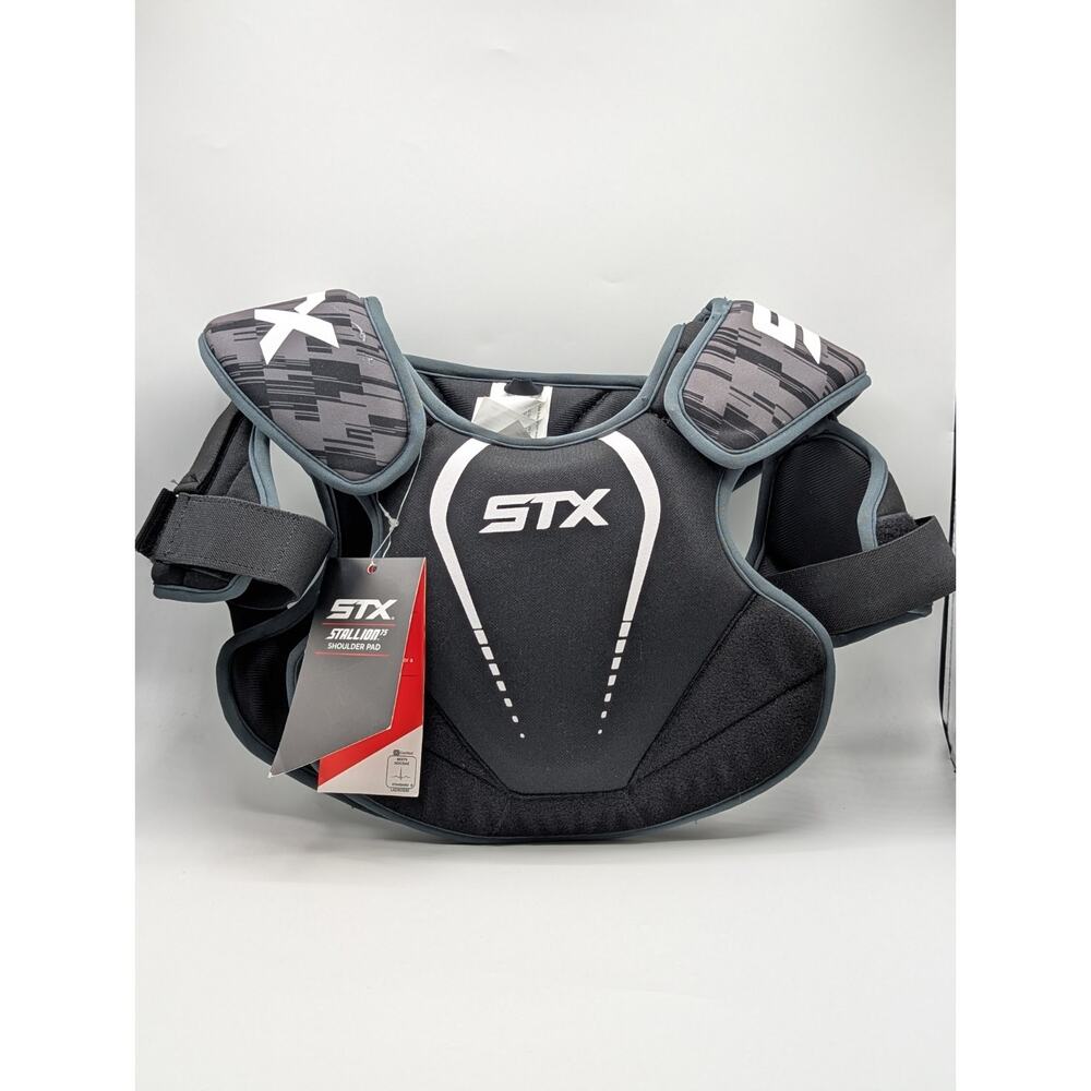 STX Stallion 75 Youth Size Small Lacrosse Shoulder Pads Black & Gray NOCSAE New